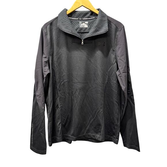 Under armour 1/4 Zip Mens Large Black ColdGear Pullover Activewear Mid Layer - Picture 1 of 7